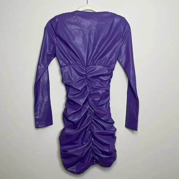 Zara Purple Faux Leather Dress - Picture 10 of 11